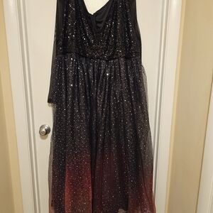 Elegant Black and Red Long Sleeve Dress